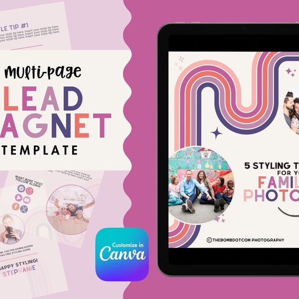 Lead Magnet Template for Photographers, Influencers, Brands | Retro Girly Colorful | Digital Marketing Templates | Canva Flodesk Mailchimp