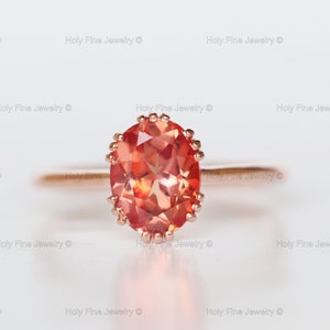 2cts. Orange Padparadscha Sapphire Oval Anniversary Ring Padparadscha Quartz Sapphire Gemstone Ring Valentine Wedding Ring Christmas Gifts