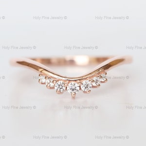 Natural Moissanite Diamond  Art Deco Band Round Diamond Vintage Stackable 925 Sterling SilverWedding Band Engagement Bridal Stacking for her