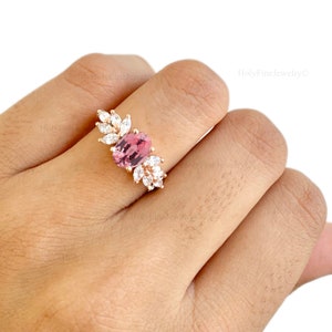 Vintage Padparadscha Sapphire Ring, Oval Padparadscha Sapphire Engagement Ring, September Birthstone Promise Ring Christmas Valentine&#39;s Gift