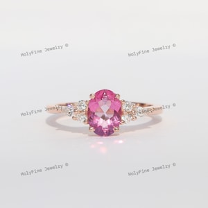 Pink Sapphire Engagement Ring, Oval Sapphire Ring, Pink Gemstone, Promise Ring For Women, September Birthstone, Anniversary Gift For Her