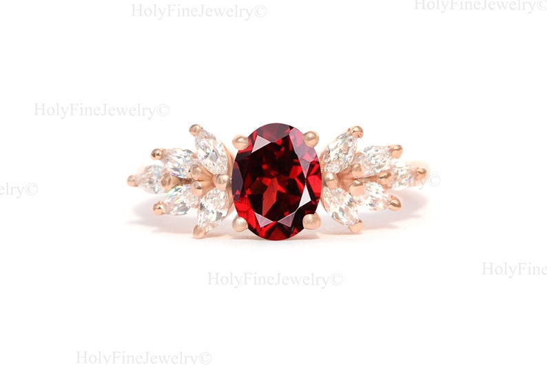 Natural Garnet Engagement Ring, Oval red Garnet Wedding Ring, Red Gemstone, January Birthstone, Promise Ring For Women, Anniversary Gift Her image 3