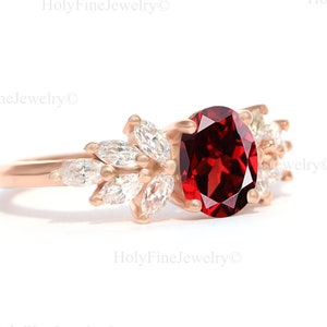 Natural Garnet Engagement Ring, Oval red Garnet Wedding Ring, Red Gemstone, January Birthstone, Promise Ring For Women, Anniversary Gift Her image 4
