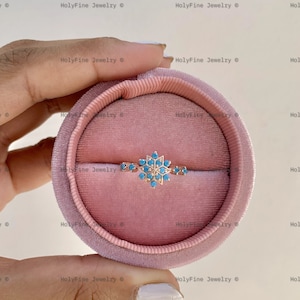 Natural Unique Star Style Turquoise engagement ring vintage 14k Rose Gold Turquoise ring Promise for her Turquoise Wedding Ring