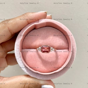 14k Gold Octagon Cut Padparadscha Sapphire Ring, Padparadscha Engagement Ring, Lab Padparadscha Sapphire Jewelry, Gold Wedding Ring