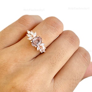 Natural Morganite Engagement Ring, Oval Cut Morganite Wedding Ring For Women, Pink Gemstone, Bridal Promise Ring, Anniversary Gift For Her