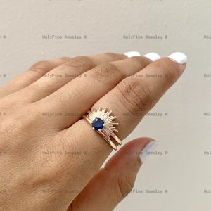 Natural Round Blue Sapphire Engagement Ring, Vintage Sapphire Ring, Blue Gemstone, Promise Ring, September Birthstone, Anniversary Gift