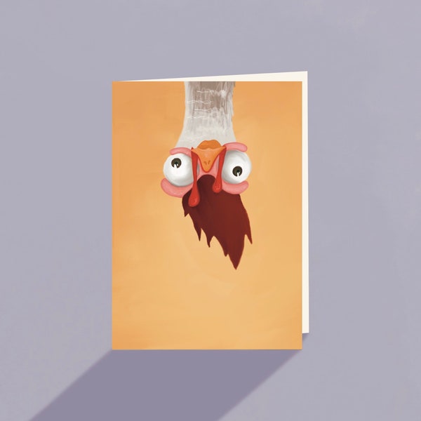 Karte (Geburtstag, Gruß oder Glückwünsche) zum klappen mit illustriertem Huhn
