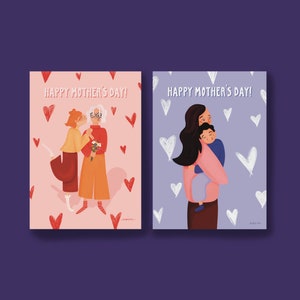 Muttertags Karten - Postkarte - Happy Mothers Day - Mama - Grußkarte - cute - aesthetic - feminism
