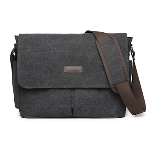 Bagwise® - Shoulder Bag - Messenger Bag - Canvas - Vintage - 1305 - Black