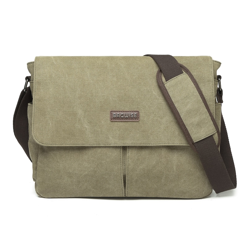 Bagwise® Borsa a tracolla Borsa a tracolla Tela Vintage 1305 Verde immagine 1