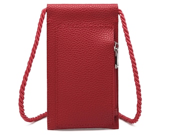 Bagwise® Telefoontasje - Telefoonhoesje met halskoord - Crossbodytasje - Nektasje- 02 - Rood