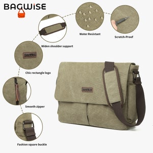 Bagwise® Borsa a tracolla Borsa a tracolla Tela Vintage 1305 Verde immagine 4