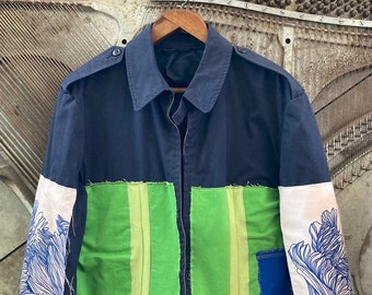 Upcycled, Streetwear, Patchwork, Eclectic, Handmade, Military, Artistic, Unique, Unisex, Sustainable, Fashion, Clothing