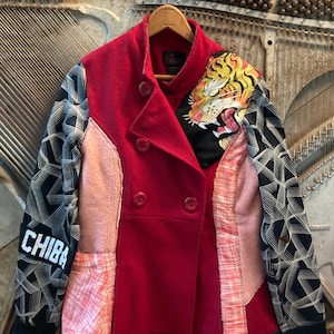 Upcycled, Streetwear, Patchwork, Pea Coat, Wool, Boho, Art To Wear, Eclectic, Artistic, Sustainable, Unisex