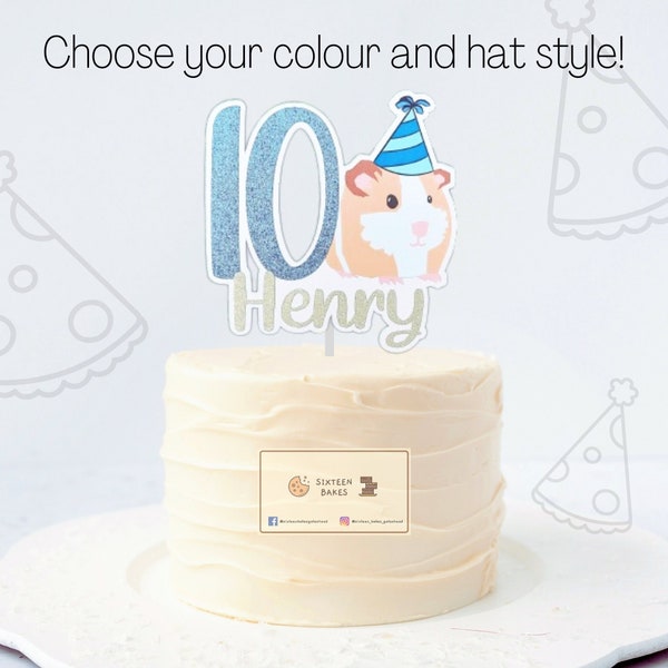 Hamster cake topper | Pet hamster birthday cake topper | Hamster cake decoration ideas | Personalised name age hamster cake topper