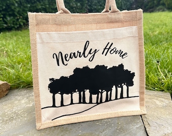 Nearly Home Trees - Jute Shopping Tote - Cornish