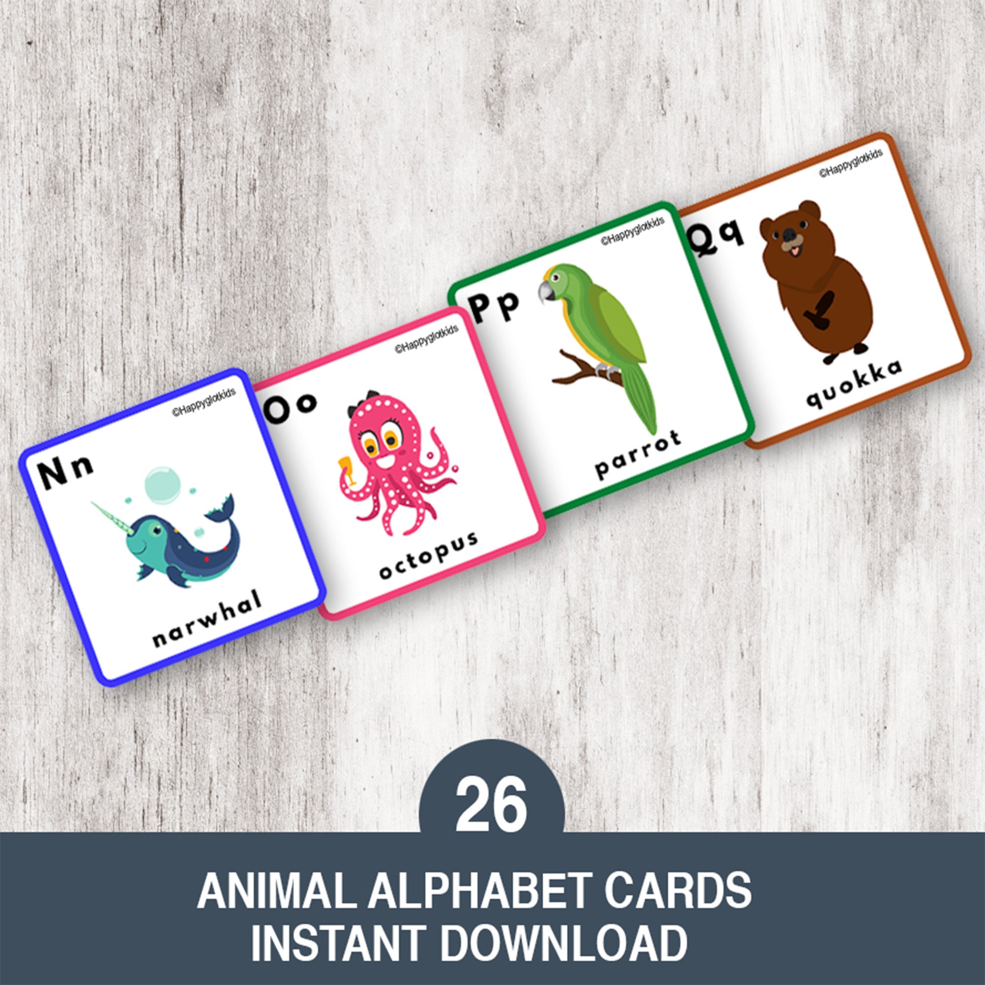 26 Tier Alphabet Karten Alphabet Flashcards Spielzimmer | Etsy