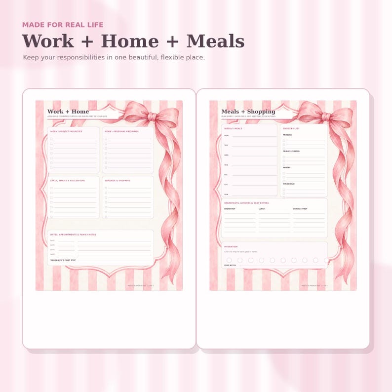 Pretty & Productive Planner Printable PDF 5 Page Weekly Planner for ...