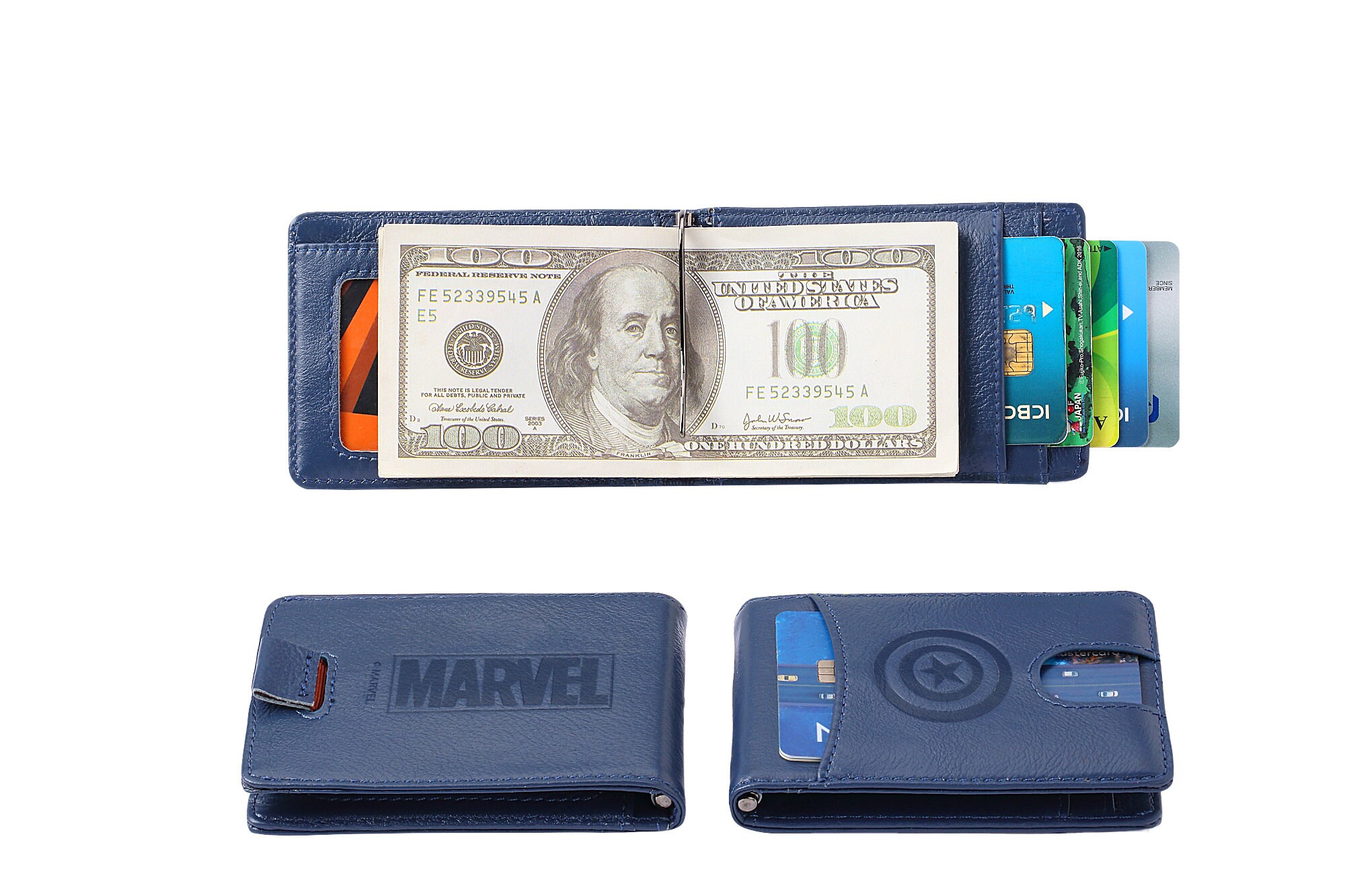 MARVEL Avengers Genuine Leather Wallet, Slim Minimalist Leather Front ...