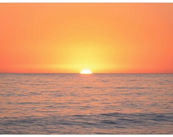 Orange Sunset Sky Canvas Print - Ocean Landscape Wall Art,  Minimalist Decor