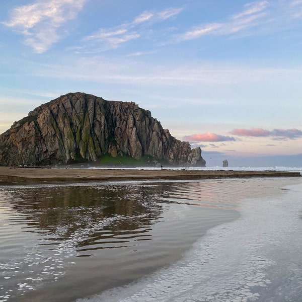 Digital Print Download | Morro Creek with Morro Rock Reflection and Seagull Photo | Morro Bay California | Beach Home Decor