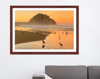 Morro Rock Birds Fine Art Photo | Sunrise Themed Home Decor | Morro Bay California Art Print | Ocean Wall Hanging | Housewarming Gift