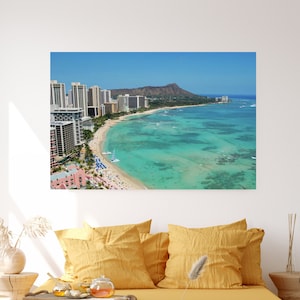 Waikiki Beach Canvas Print | Coastal Wall Art | Waikiki Beach Photo | Hawaii Wall Art |  Matte Canvas | Stretched Canvas | Housewarming Gift