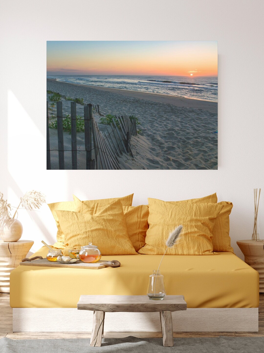 Beach Fence Sunrise Canvas Print: Coastal Ocean Wall Art - Etsy