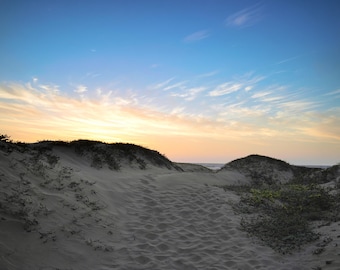Sunset Dunes Canvas Print| Coastal Sand Dunes Wall Art, Beach Sunrise Photography, Modern Minimalist Seascape, California Nature Decor