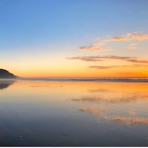 Digital Print Download | Morro Rock Beach Sunset with Cloud Reflections Photo | Morro Bay California | Beach Home Decor | Coastal Wall Art