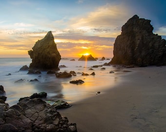 El Matador Winter Sunset Canvas Print - Malibu California Beach Wall Art