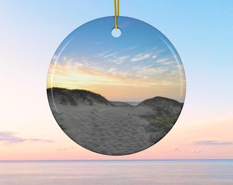 Sunset Dunes Ceramic Ornament - California Coastal Holiday Decor
