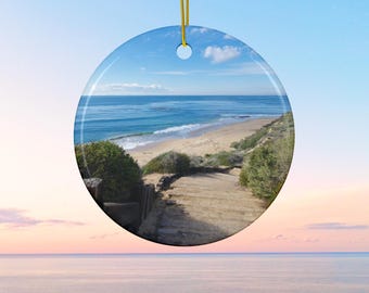 Crystal Cove Coastal Path Ceramic Ornament - Coastal Christmas Decor