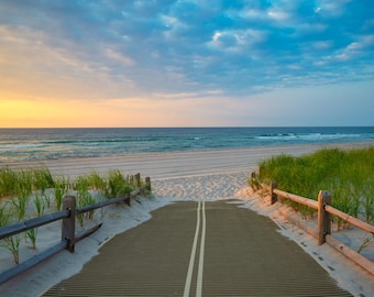 Jersey Shore Beach Path Canvas Print: Coastal Wall Art, Beach House Decor