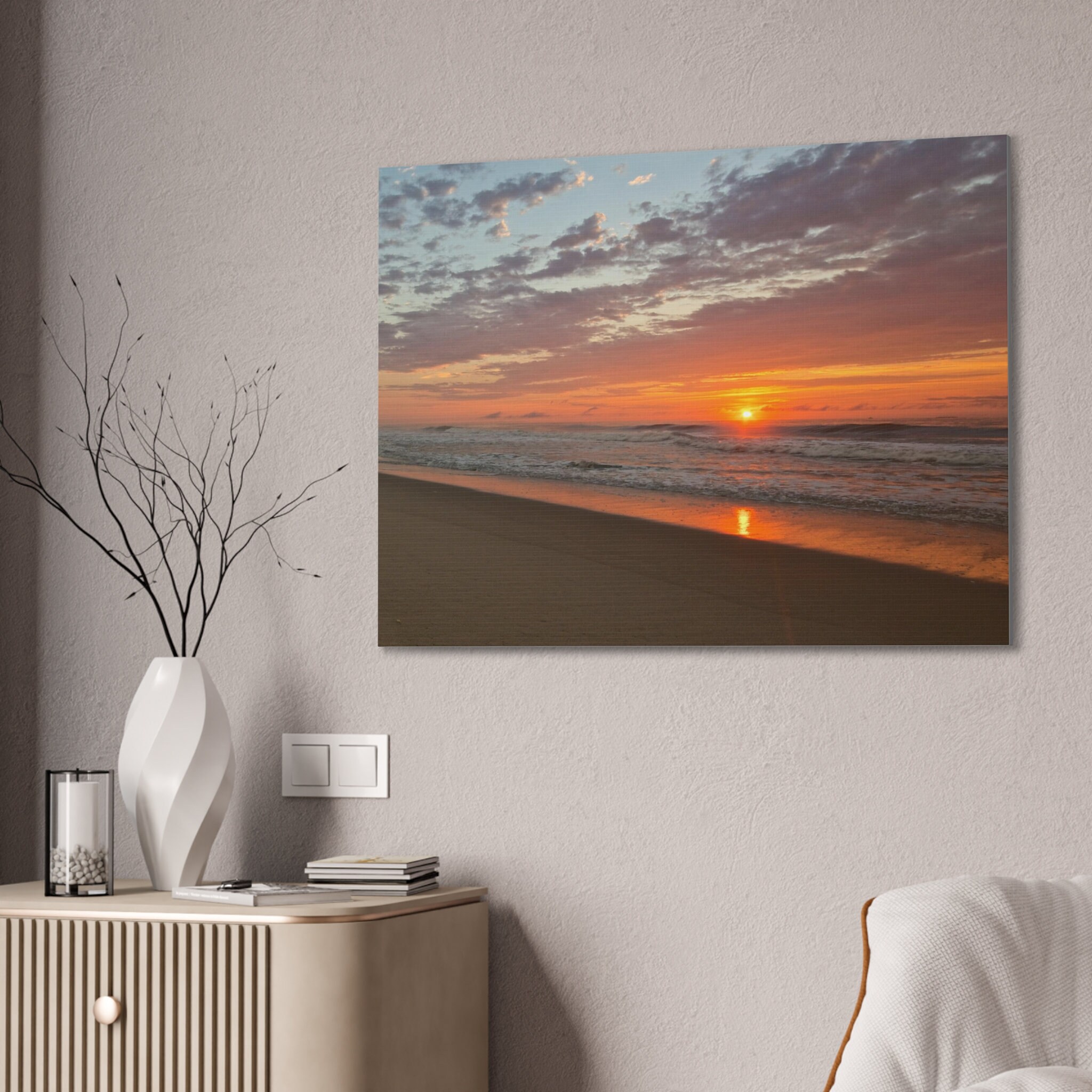 Ocean Sunrise With Clouds Canvas Print | Sunrise Themed Home