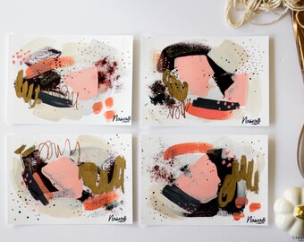 Cartes A6 peinture abstraite - couleurs d'automne - décoration de saison