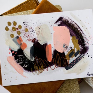Carte A5 peinture abstraite - couleurs d'automne - décoration de saison