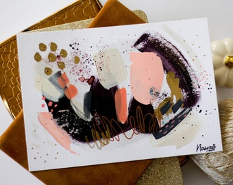 Carte A5 peinture abstraite - couleurs d'automne - décoration de saison