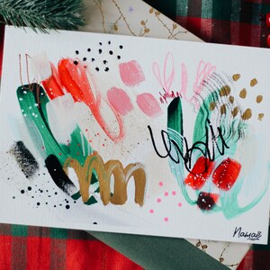 Peintures abstraites de noël format A5 - "Jingle bells" - à encadrer ou non - Idéales déco de noël