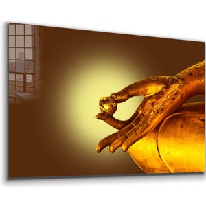 Gehärtetes Glas Wandkunst / Leinwand Wandkunst / Buddhistische Wanddekoration / Glaube Glasdruck / Große Wandkunst / Buddha Fenster Dekor