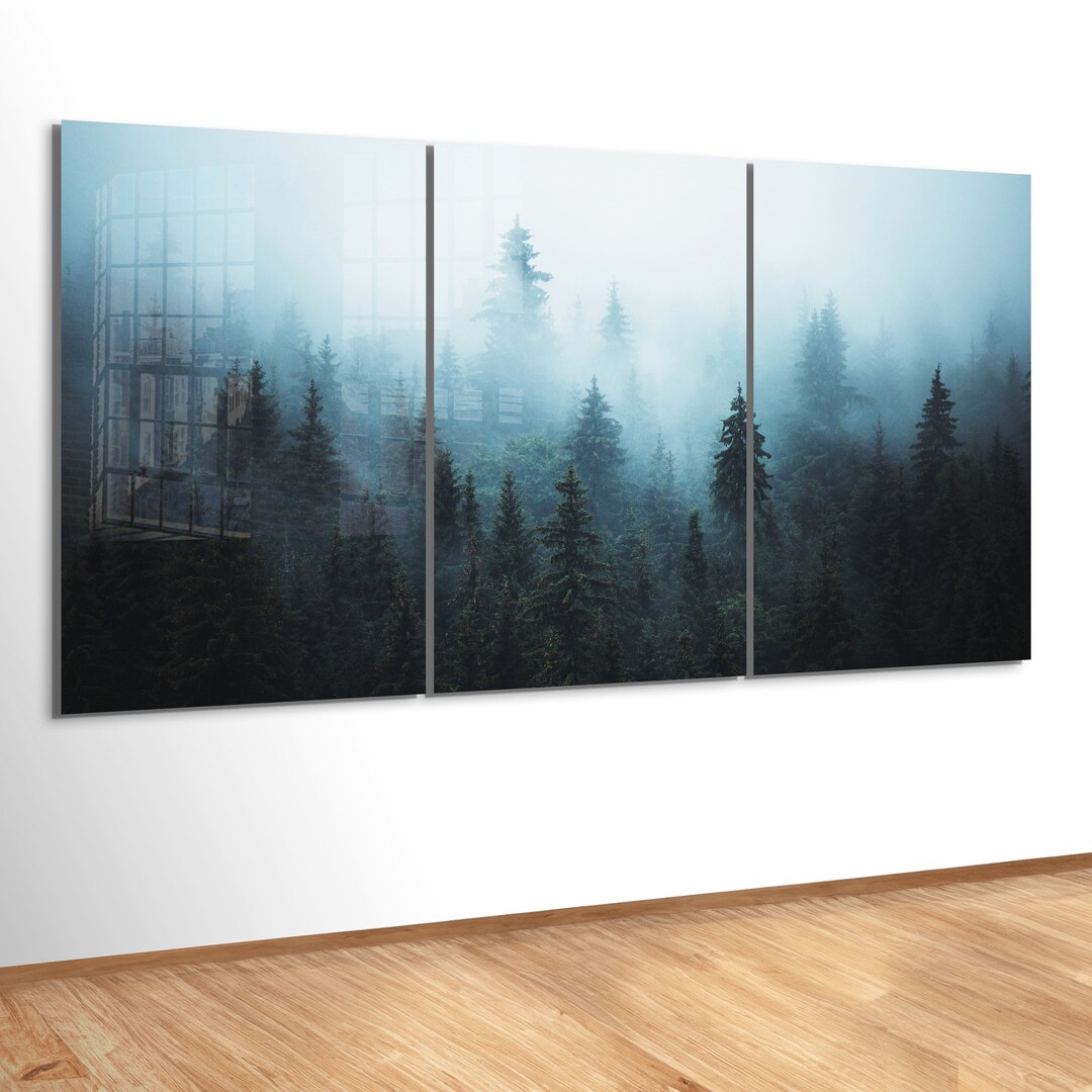 Glass Wall Art, Extra Large Panoramic Wall Decor, Set of 3 Wall