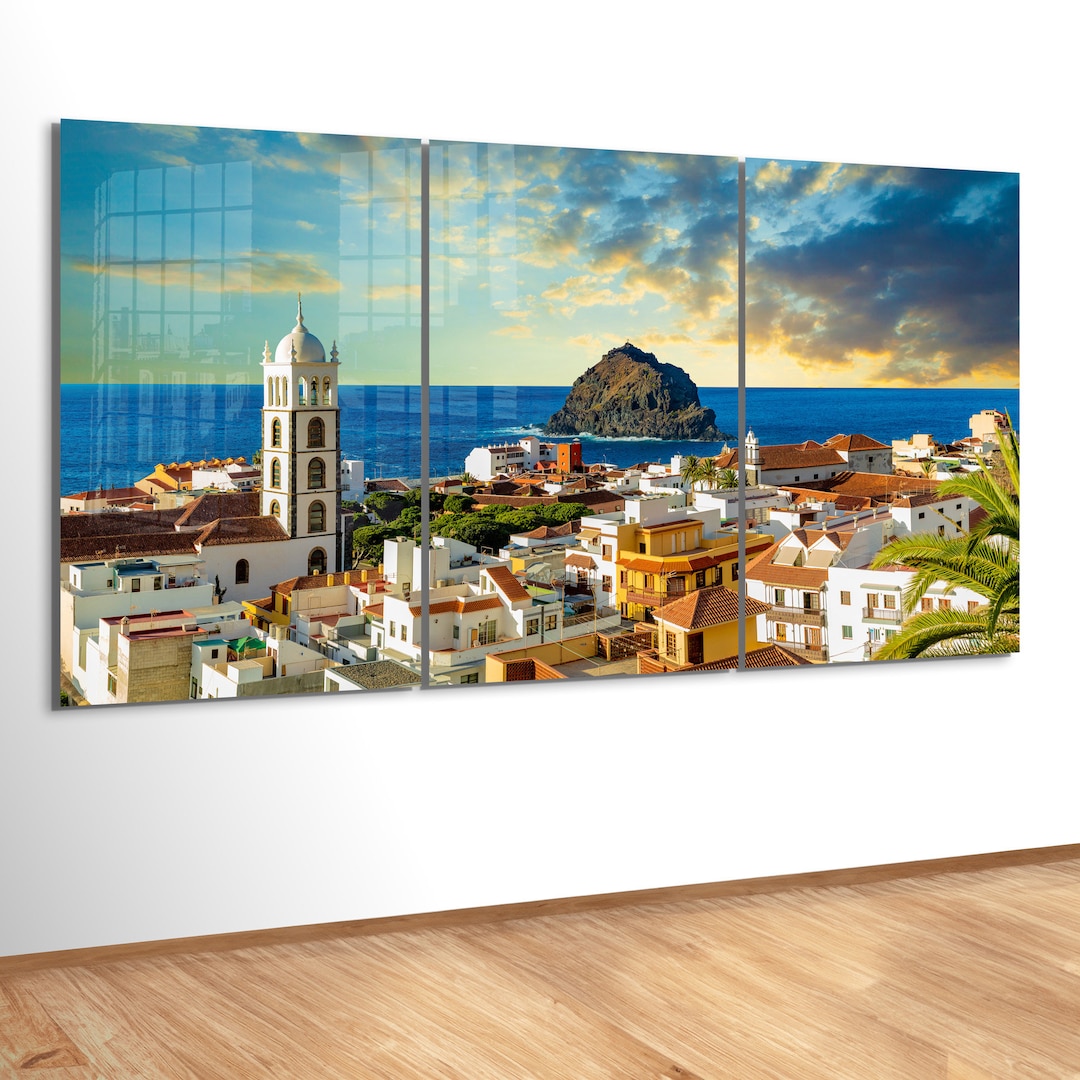 Extra Large Modern Glass Wall Art, Colorful Panoramic Wall Decor Living