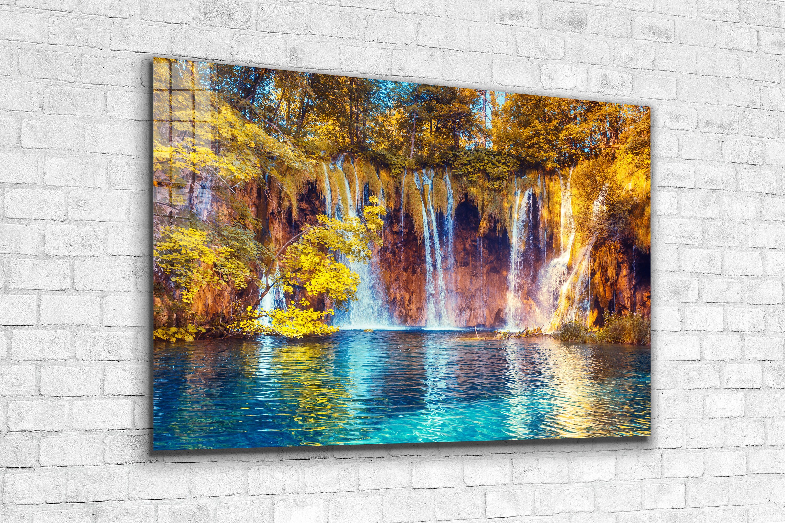 Waterfall Tempered Glass or Nature  Canvas Print Wall Art , Big Wall Decor