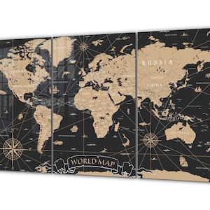 Mapa del mundo extragrande impreso en vidrio templado o lienzo, arte de pared natural y vívido, arte de pared moderno, arte de pared extragrande.