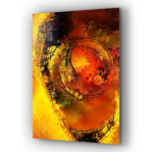 Tempered Glass Wall Art / Canvas Wall Art /  Glass Wall Decor /  Abstract Glass Printing  / Large Wall Art / Red Abstract Window Decor