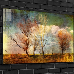 Four Seasons Trees Glass or Canvas Printing Wall Art , Natural And Vivid Wall Decor , Modern Wall Art, Extra Large Wall Art