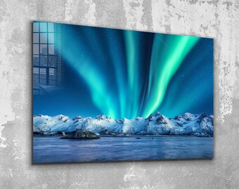 Northern Lights Tempered Glass or Canvas Printing Wall Art , Natural And Vivid Wall Decor , Modern Wall Art, Extra Large Wall Art