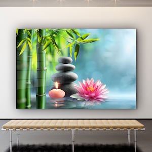 Zen gehard glas of canvas afdrukken muurkunst, natuurlijk en levendig muurdecor, moderne muurkunst, extra grote muurkunst