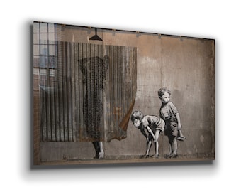 Banksy Art , Tempered Glass Large Wall Art Decor, Wall Hangings, Canvas Wall Art